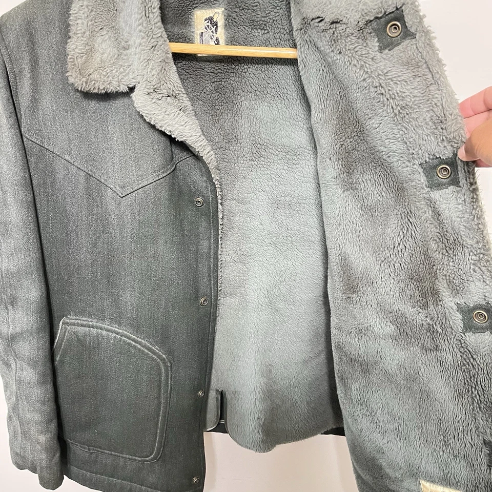 Винтажный Mighty Mac куртка мужская Xl серый холст ранчо искусственного меха с подкладкой амбара пальто - Изображение 4 из 4