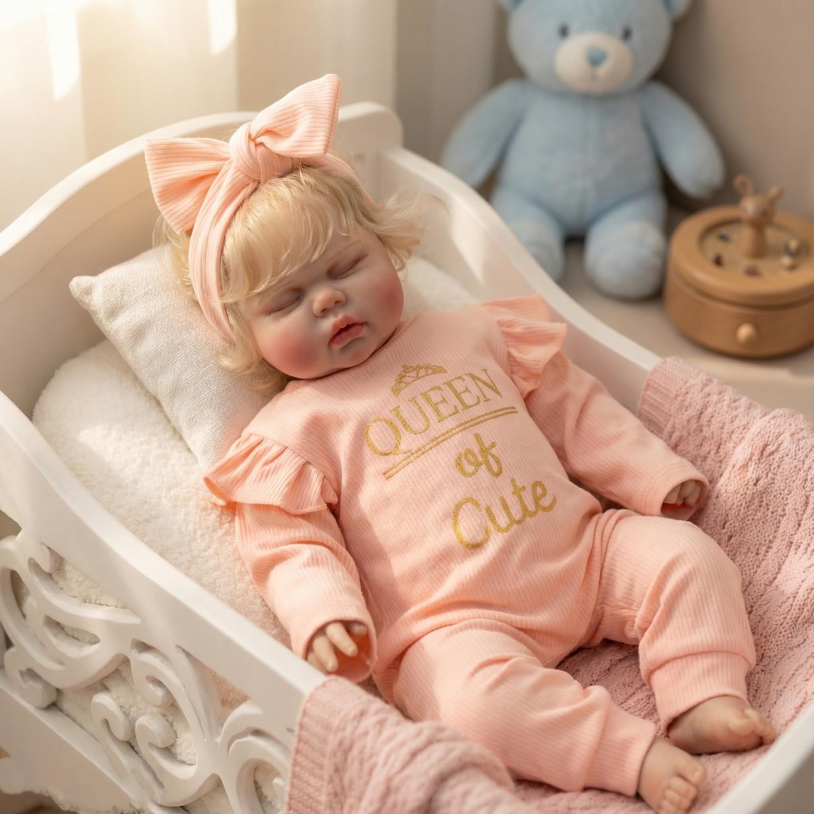COSHENG-24 Inch Reborn Sleeping Baby Pickle Lifelike Doll Vinyl Reborn Doll H...