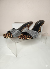 Nine West Bling Jeweled Leopard Print Slip-On Square Toe Heels Size 9