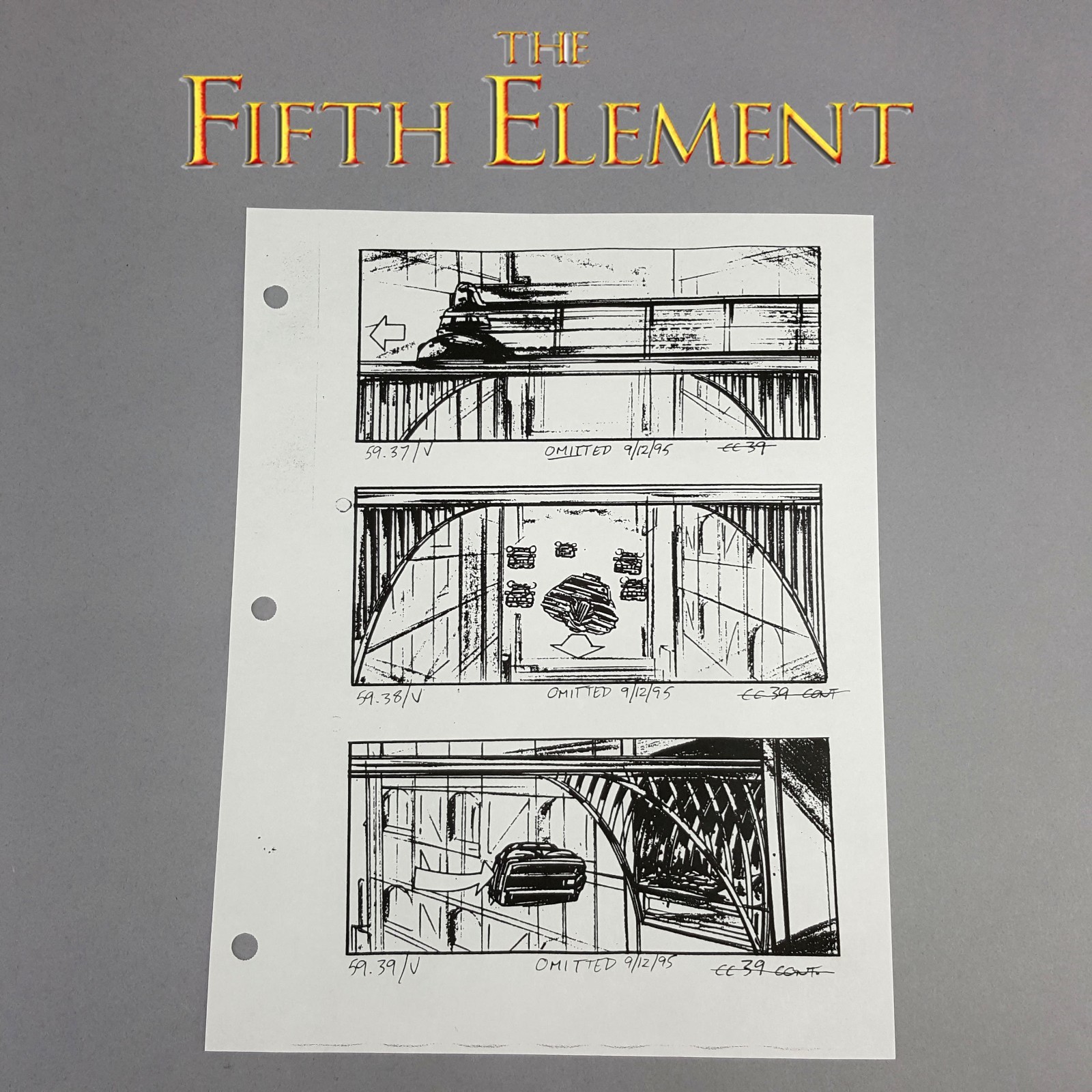 The Fifth Element - Production Used Storyboard, Cab Chase 59.38-39 , COA