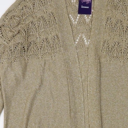 Marks and Spencer Gold Open-Knit Women's Open Front Cardigan Size 20 - Picture 6 of 12
