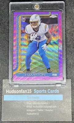 Omarion Hampton 2025 Topps Chrome #324 Rookie Pink Wave Refractor 64/250