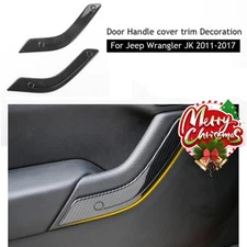 Carbon Fiber Interior Door Handle Cover Trim 2Door for Jeep Wrangler JK 2011-17