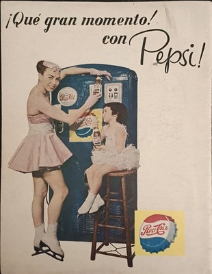 1958 Pepsi Cola Print Ad Featured on Holiday on Ice de Mexico,¡Què Gran Momento!