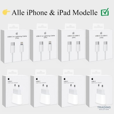 Original Apple 20W Ladegerät + USB-C Ladekabel für iPhone 17 16 15 14 13 12 11 X