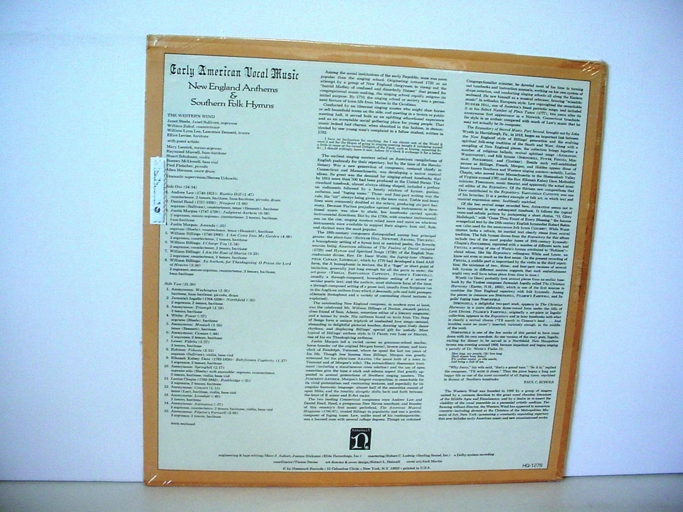 EARLY AMERICAN VOCAL MUSIC SEALED QUADRADISC 1972 NONESUCH HQ-1276 QUADRAPHONIC - Image 2 of 4