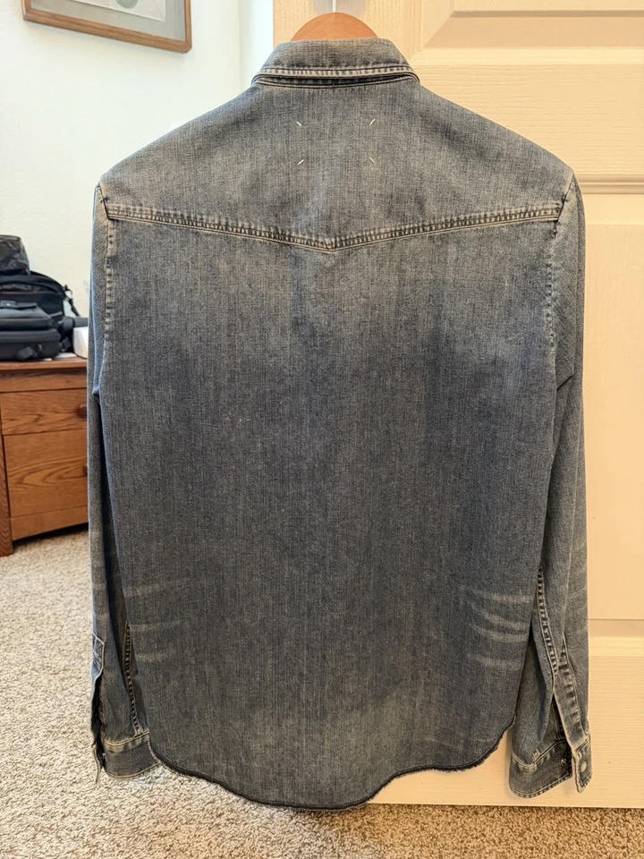Camisa Denim Azul Botones Ocultos Maison Margiela Hombres Talla S Foto 2 de 4