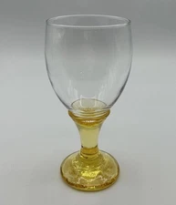 Fire and Light Art Glass Citrus Yellow  Water/Wine Goblet 7” - Signed Vintage