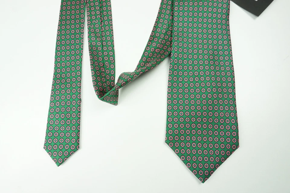 Cesare Attolini изумруд жевательная резинка розовый круглый 100% шелк галстук совершенно новый - Изображение 3 из 4