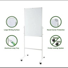 Mobile Rolling Dry Erase Board 24 X 36 inch Magnetic Whiteboard - Aluminum Frame