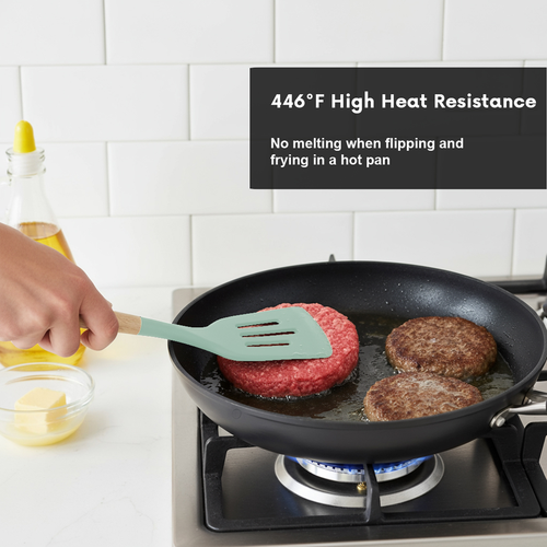 AEX 12pc Silicone & Wooden Cooking Utensil Set Heat-Resistant, Non-Stick Spatula - Picture 16 of 47