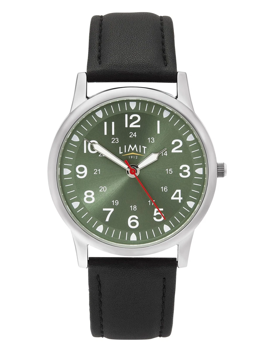 Limit Orologio da Uomo Argento Custodia & PU Cinturino Con