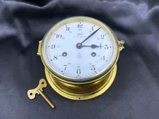 VINTAGE SCHATZ ROYAL MARINER 8 DAY SHIP'S BELLS CLOCK W/KEY-NOT WORKING