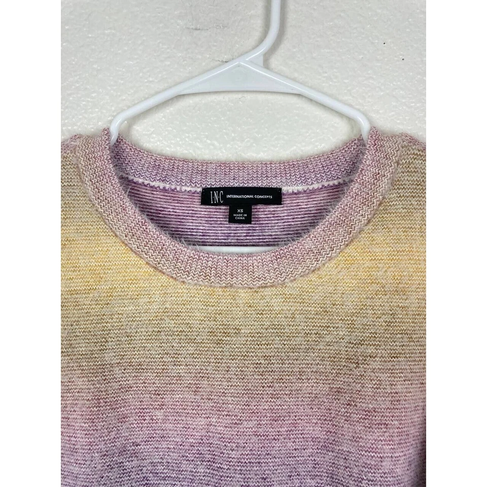 INC International Concepts Sweater Womens Extra Small XS Fuzzy Ombre Wool Blend - Image 3 of 4