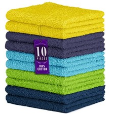 10 PCS 12x12 Inch Assorted Set 3 100 Cotton Washcloth Ultra Absorbent