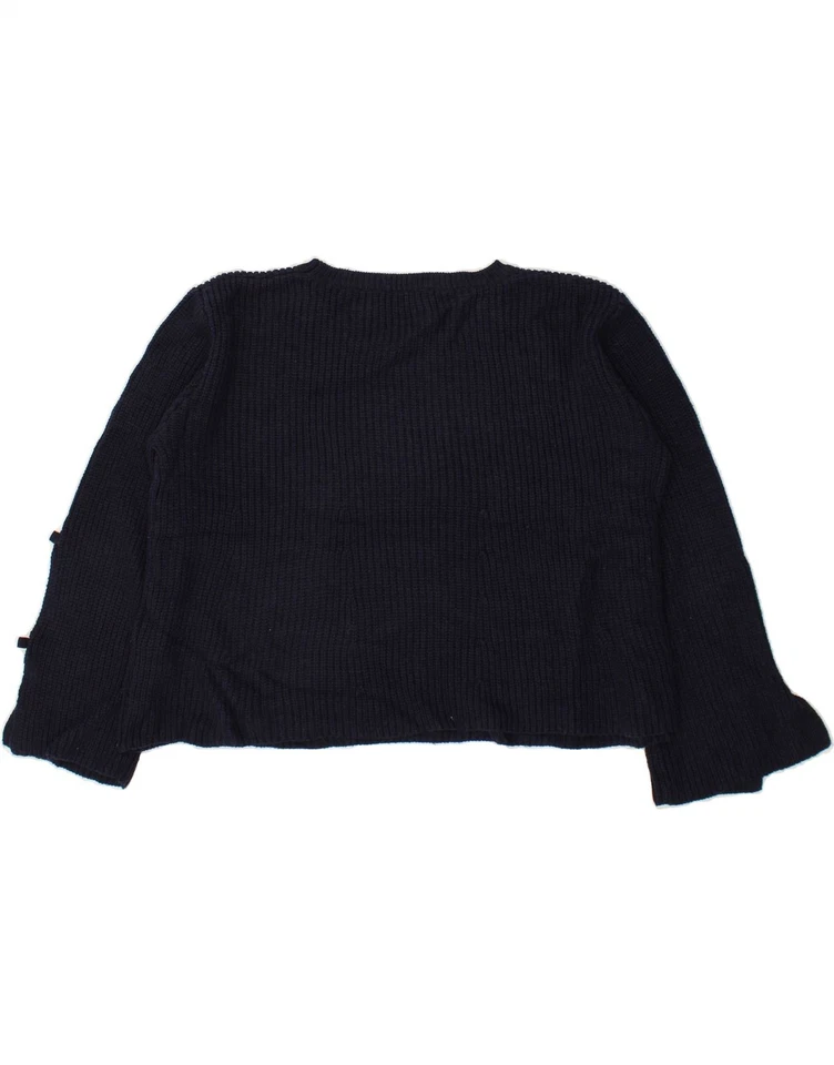 OASIS Womens Crop Boat Neck Jumper Sweater UK 18 XL Navy Blue Polyester BE03 - Image 2 of 3