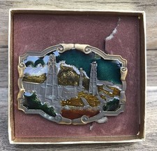 Koleaco Original Vintage Brass Belt Buckle Crude Oil Field Enameled Western USA