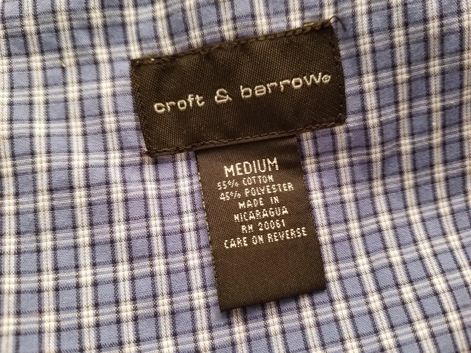 Camisa para dormir Croft & Barrow para hombre talla M mediana azul blanco a cuadros Foto 2 de 4