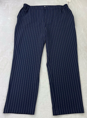 A New Day Navy Pinstripe Cropped Pants High Rise Comfort Waist