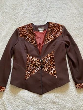 Night Studio New York Women Size 20 Leopard Long Sleeve Brown Blouse (A21
