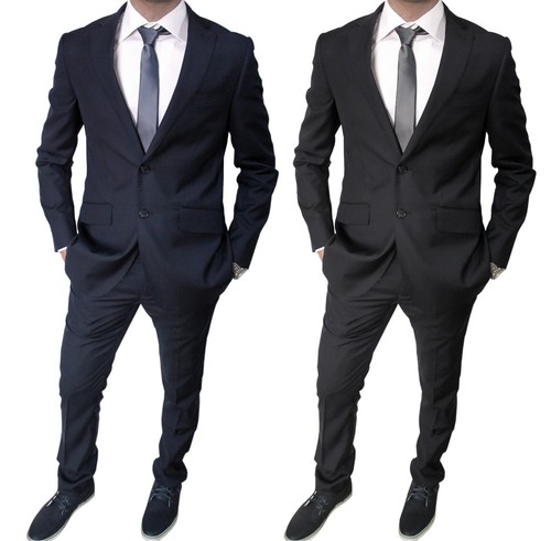 Abito completo uomo Sartoriale Nero Blu scuro elegante vestito Smoking  Cerimonia | eBay