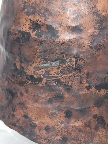 Unique Modern Art Copper Hand Blown Glass Vase /Centerpiece Hammered Copper 5094 - Picture 23 of 23