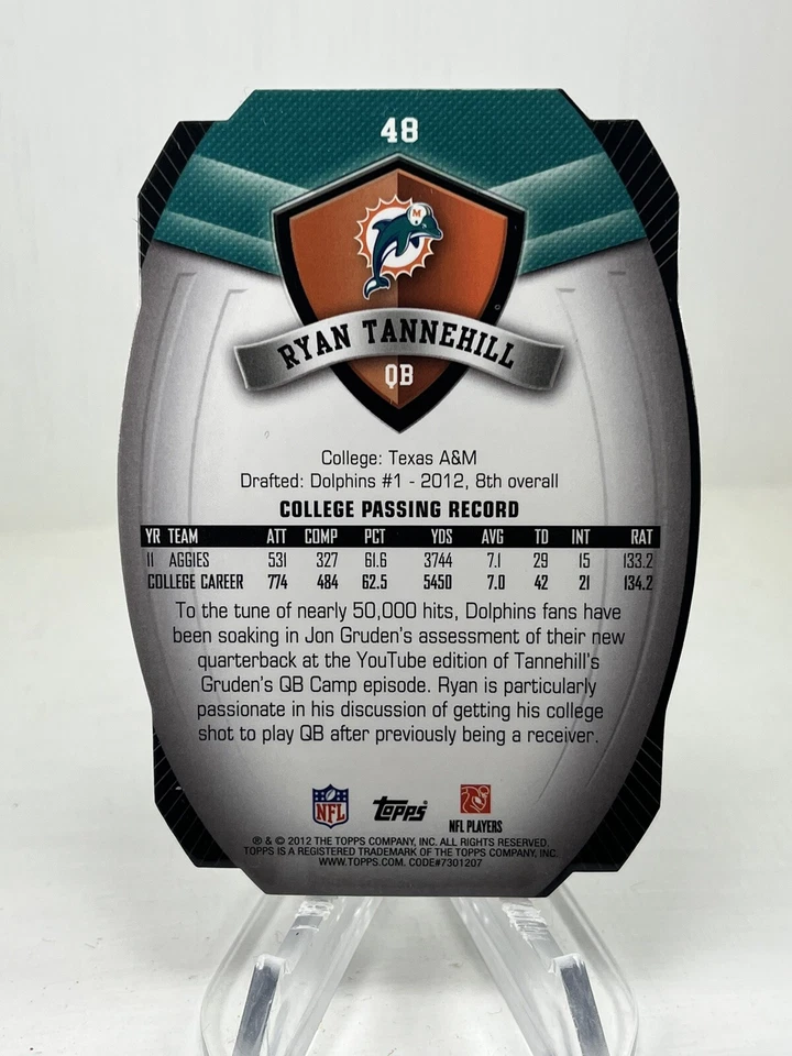 2012 Ryan Tannehill Topps Game Time Give Away Die-Cuts Card #48 Rookie | H96 - Image 2 of 2