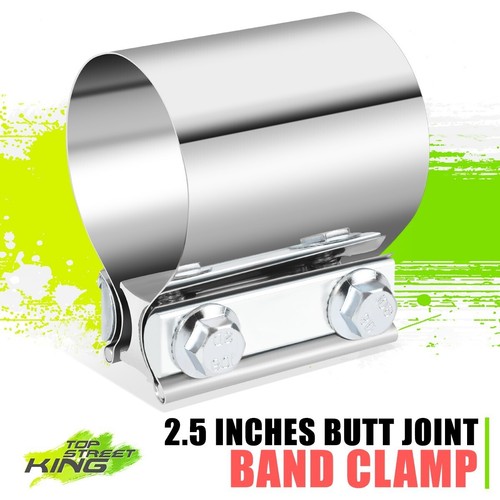 2 In Stainless Exhaust Pipe 2-Pack Of 2.5" Stainless Steel T304 Exhaust Clamps – Butt Joint Band Style, Polished Finish Exhaust Pipe Coupler - Foto 4