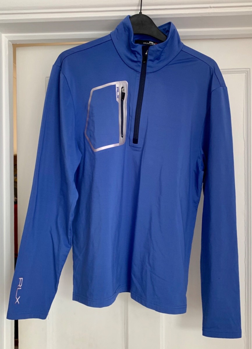 RLX GOLF RALPH LAUREN MEN'S BLUE 1/4 ZIP MID LAYER GOLF TOP