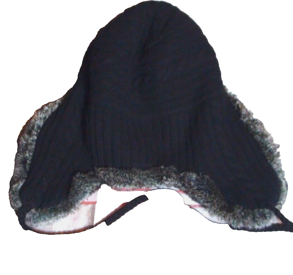 Gorro Minnie Rose para mujer invierno tejido cachemir cálido oreja piel elástica negro Foto 2 de 3