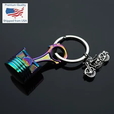 Piston Keychain Engine Connecting Rod Key Chain Vintage Motorcycle Charm - Neon