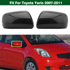 Pair Side Door Wing Rearview Mirror Cover Cap Shell For Toyota Yaris 2007-2011