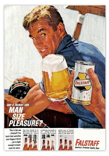 VINTAGE AD MAGNET-FALSTAFF BEER MAN SIZE PLEASURE