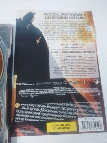 Batman Begins Christopher Nolan Bale DC - 2 x DVD Steelbook Español English Am - Imagen 12 de 13