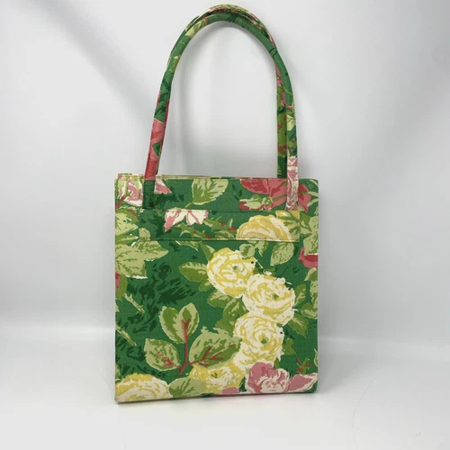 Vintage Margaret Smith Handbag Floral Green Fabric Purse