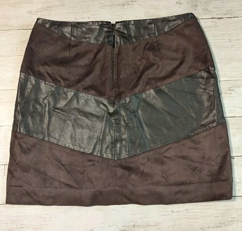 The Limited Skirt Size 6 Chocolate Brown Faux Leather Faux Suede