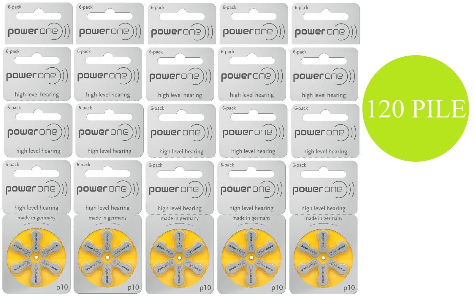 120 Batterie per apparecchi acustici protesi acustiche POWER ONE 10 PR70 P10