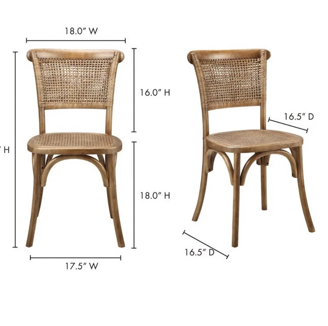 Silla de comedor Churchill rústica Moe's Home acabado mate natural FG-1001-21 NUEVA CON ETIQUETAS @ Foto 3 de 3
