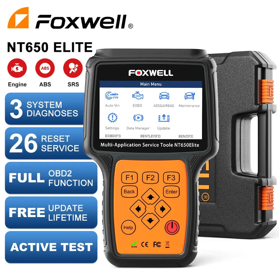 Foxwell NT650 Elite Auto OBD2 Scanner Diagnostic ABS EPB SRS TPMS DPF Injector - image 2 of 4