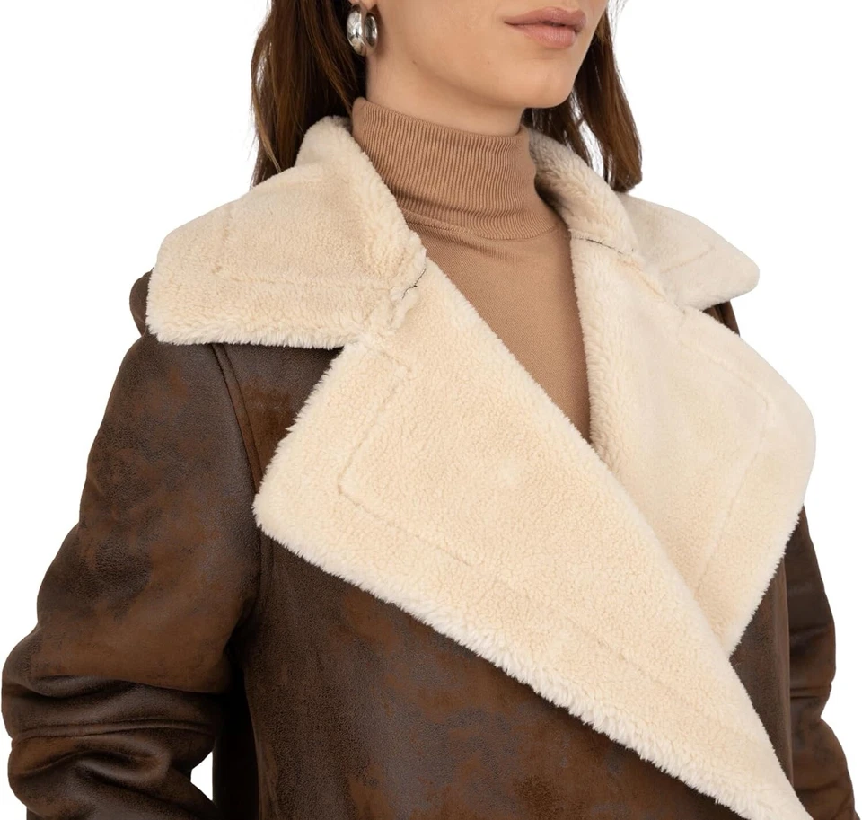 Maxi casaco feminino Frye falso shearling - Imagem 2 de 4