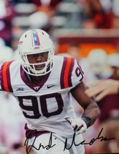 Dadi Nicolas Virginia Tech Hokies Kansas City Chiefs Autograph 8x10 Signed Photo