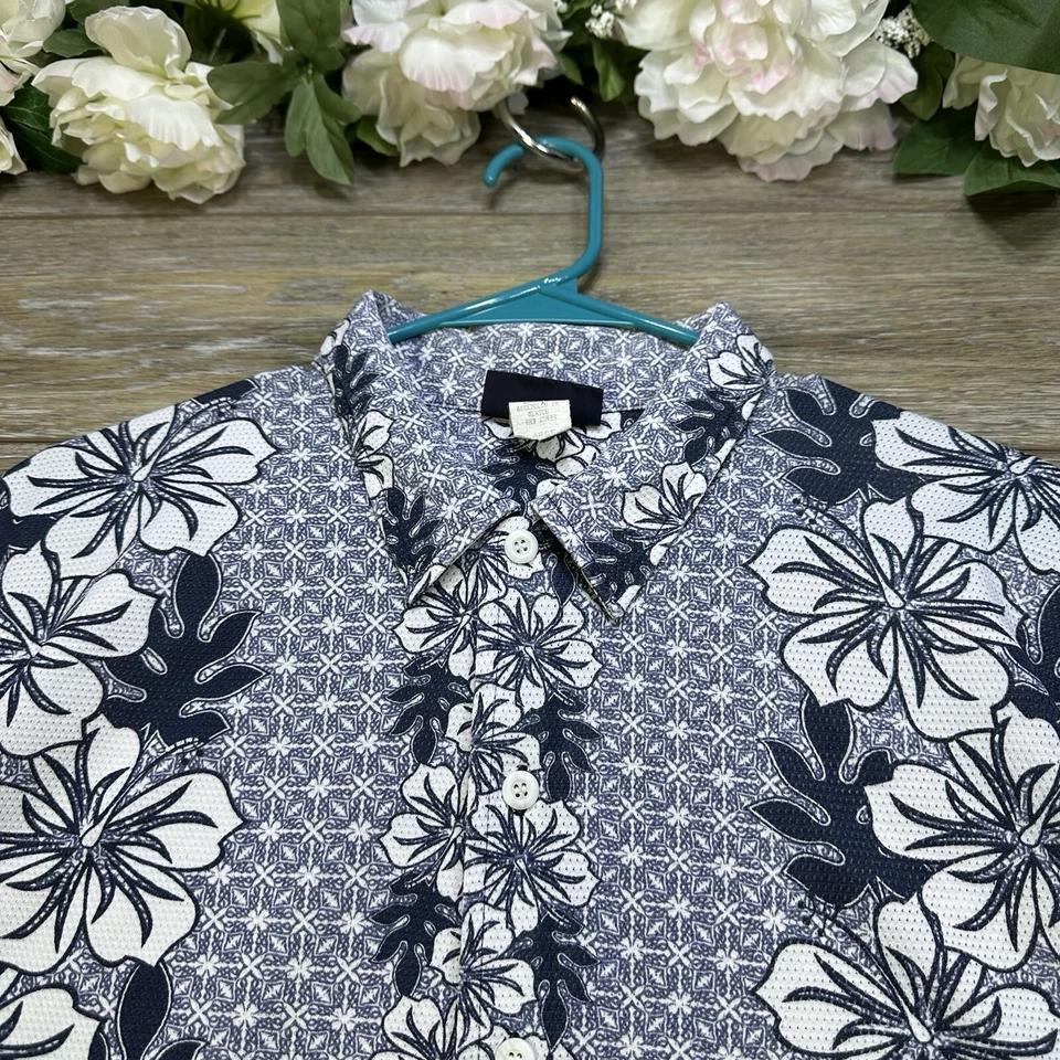 Vintage Hawaiian Shirt Size Large Men’s (42-43) Blue Button Down Point Zero - Image 3 of 4