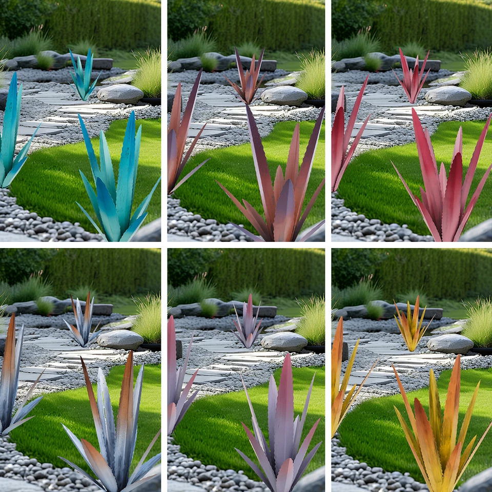 2 Piezas Escultura Rústica de Tequila Hágalo Usted Mismo Planta Rústica Metal Agave Jardín Decoración Exterior Foto 4 de 4