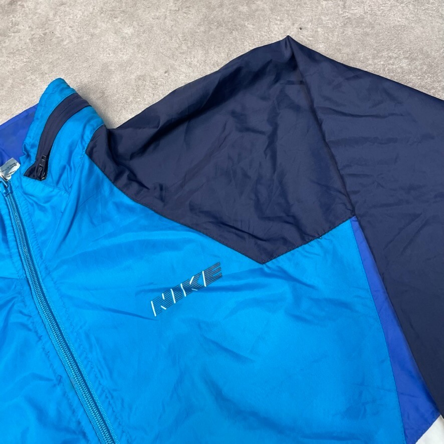Nike Track Jacket Mens 80s Small Swoosh Vintage Full Zip Windbreaker Blue XL image 4