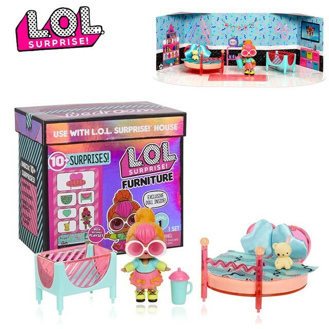 LOL NEON QT Furniture Surprise Doll NEW SEALED Set Lot doll Bedroom bed