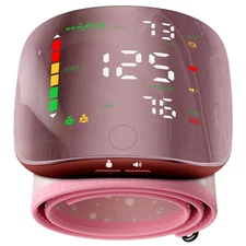 LED Wrist Blood Pressure Monitor Rechargeable Broadcast Heart Rate Monitor Pink