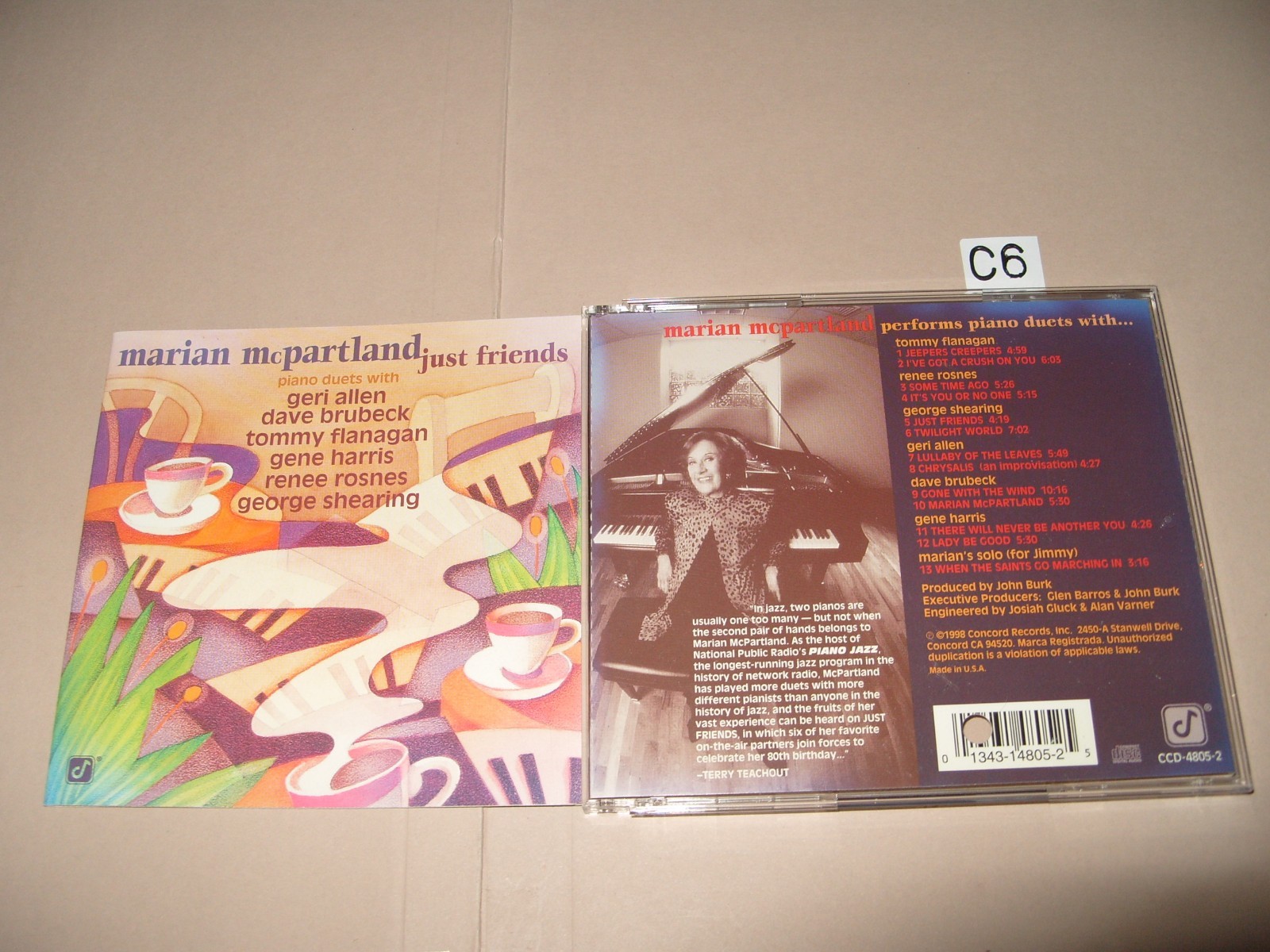 Marian McPartland - Just Friends (1998) cd Nr Mint/Booklet Ex/Punchhole on inlay