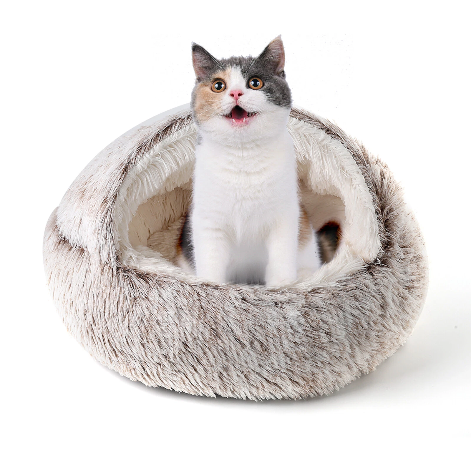 Soft Plush Cat Bed Cave Hooded Pet Bed for Dogs Cats Self Warming Winter 50/60cm
Opens in a new wind