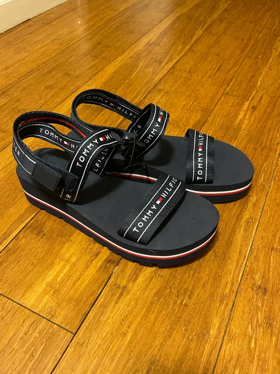 Tommy Hilfiger Ankle Strap Sandals Navy with LOGO Women s US Size 10M NEW NO BOX