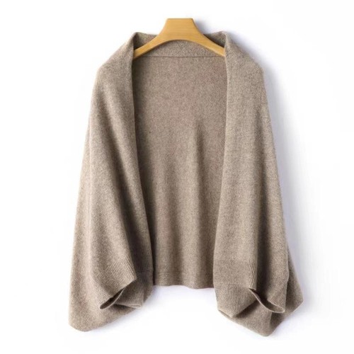 Women's Woolen Cape Shawl Collar Coat Loose Cardigan Long Sleeves Cashmere Wrap - Imagen 7 de 28